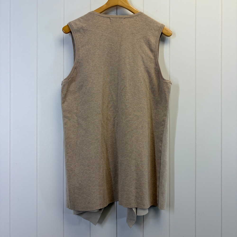 Calvin Klein Quiet Luxury Faux Suede Knit Cardigan Vest Women Size XL Minimalist - Picture 2 of 8